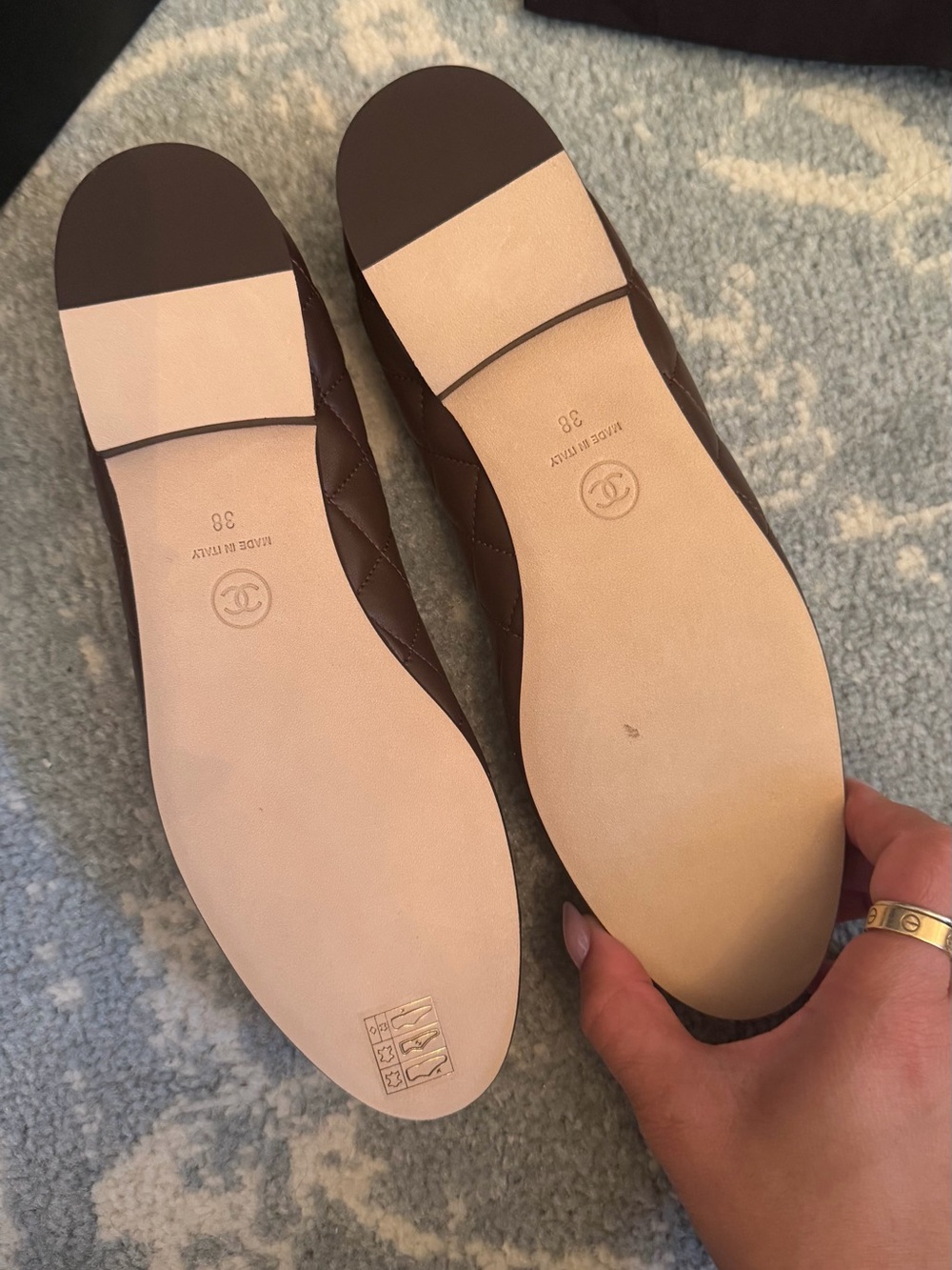 CHANEL Brown Quilted CC Logo Ballet Flats 26B NEW Size 38 - Picture 4 of 4